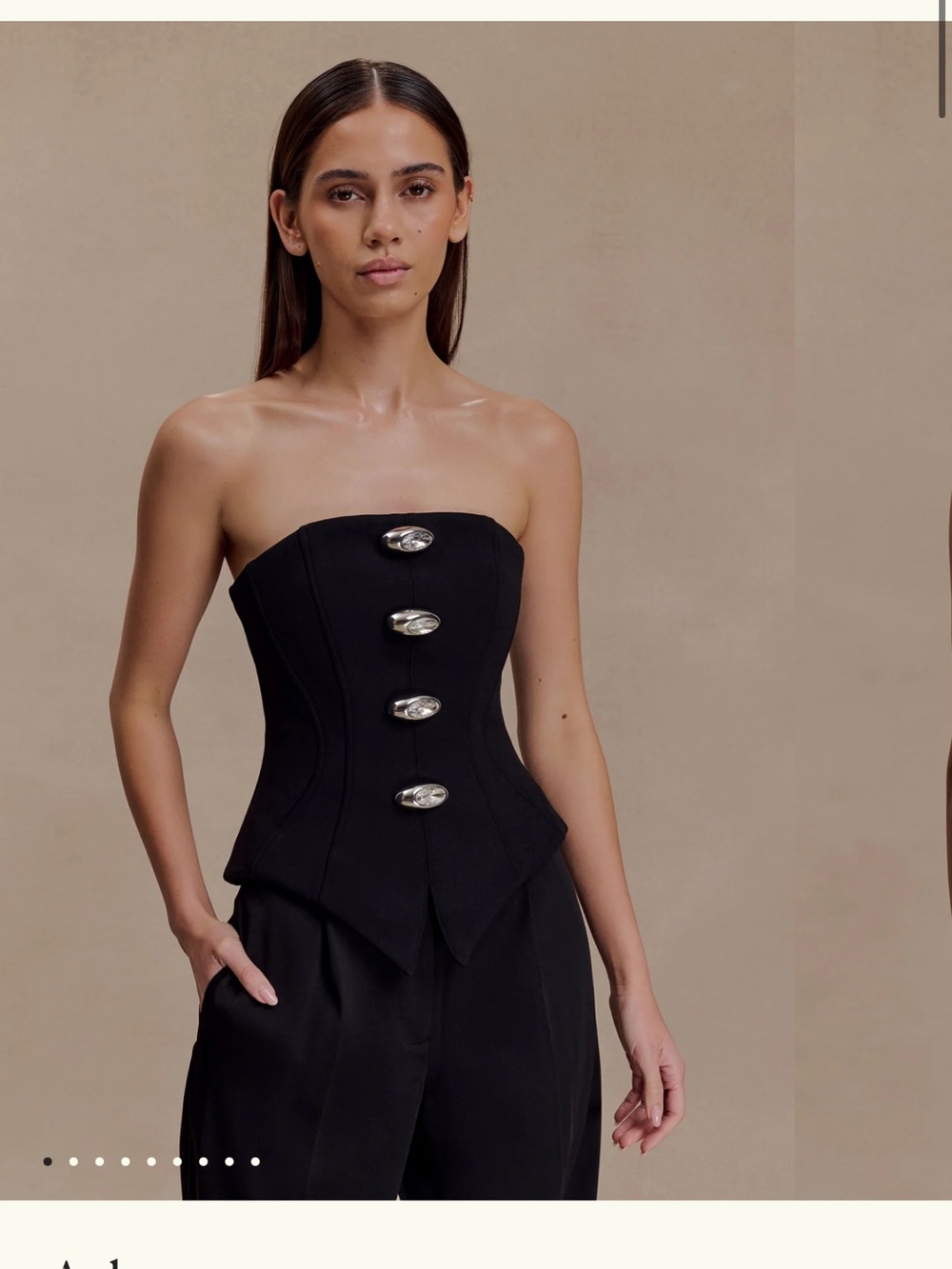 Meshki Black Button-Up Corset Top with Silver Buttons